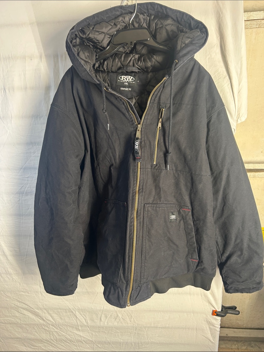 Men's Black Hooded Field Jacket with Quilted Lining